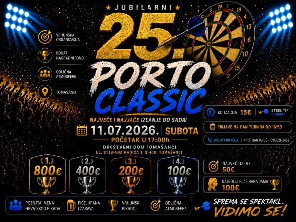 Najjači Porto Classic dosad: Toma&scaron;anci postaju sredi&scaron;te hrvatske pikado scene